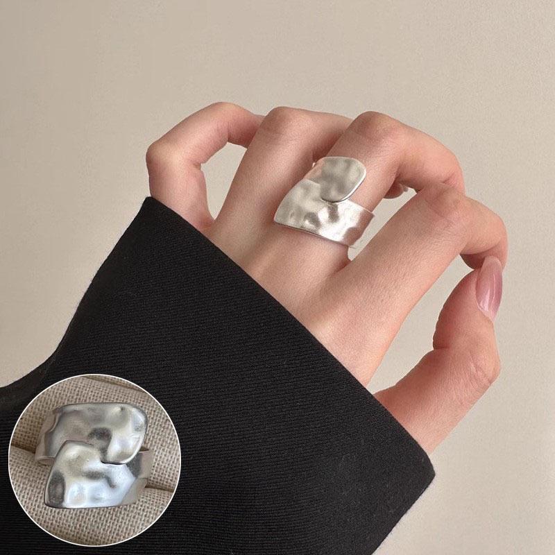 Allsidig forsølvet åpen ring i sterlingsølv - Koreansk stil for kvinner