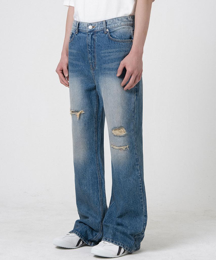JUAN HOMME Flare Fit Denim Pants (Blue)