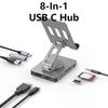 Rotating Aluminum Phone Hub 8 in 1 USB C Docking Station 5Gbps 100W PD Charging Foldable Stand for Multiple Devices
