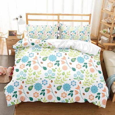 Watercolor Flower Duvet Cover Twin Queen Size Garden Floral Bedding Set Microfiber Botanical Leaf Nature Theme Comforter Cover