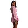 European and American Style Bubble Sleeves High Waist V Neck Long Sleeve Dress, Deep V Design Small Dew Sexy, Temperament Short Skirt