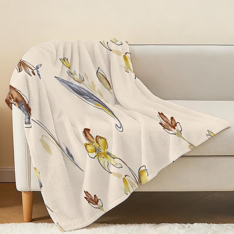 Floral Flannel Blanket - Soft Cozy Warm Breathable Machine Washable Throw for Home Sofa, Office Nap, Halloween & Christmas
