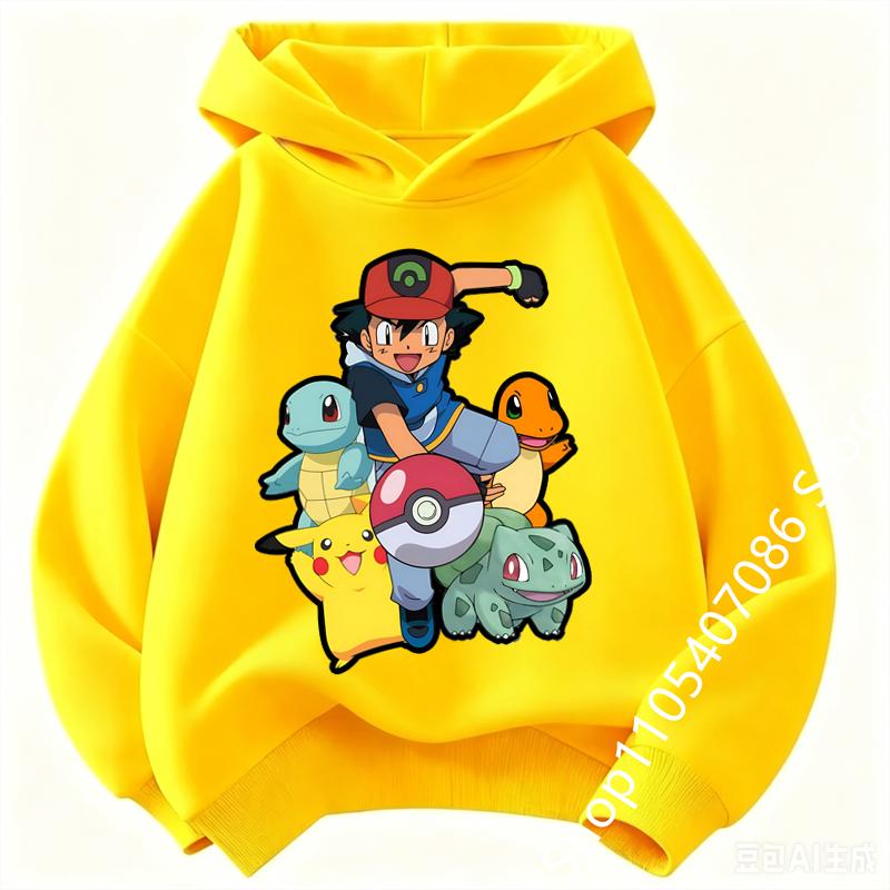 2026 Pikachu Dětská Mikina Nový Styl Chlapecká Sportovní Mikina Kreslený Potisk Dívčí Jaro-Podzim Dlouhý Rukáv Mikina Ležérní Vrchní Díl