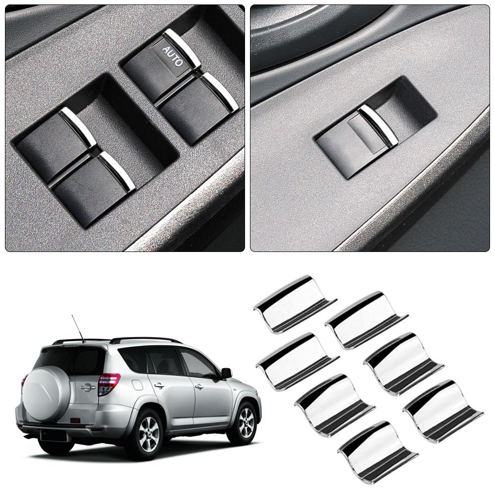För Toyota RAV4 Corolla AYGO Verso AVENSIS YARIS VITZ Tillbehör 7 st/set Krom Bilfönsterhissknapp Cover Trim