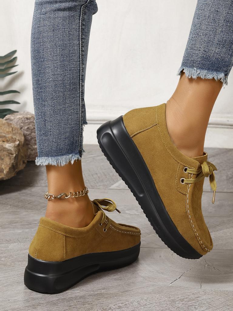 Foreign Trade Large Size 2025 Spring and Summer New Large Size Lace-up European and American Single Shoes Platform Casual Women's Shoes