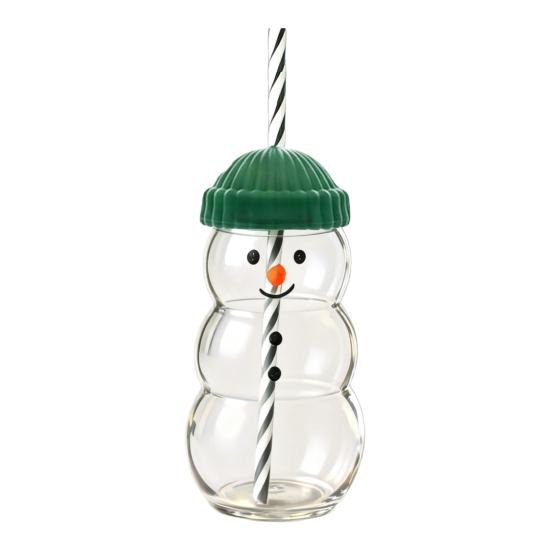 500ml Glass Cup with Straw Reusable Bear Bottle Food Grade Borosilicate Glass Heat Resistant Microwave Safe Drinking Bottle