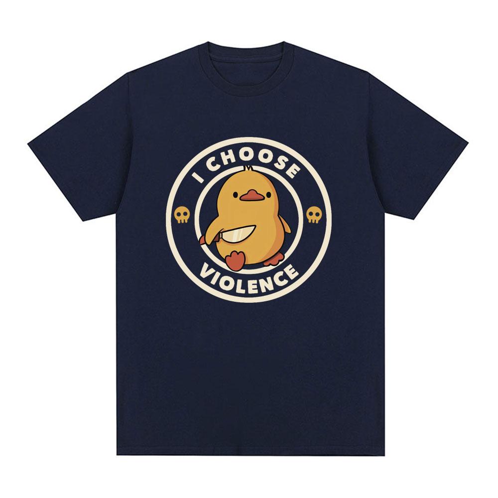 I Choose Violence T Shirt Funny Duck Humor Slogan Print Short Sleeve Tshirts Men Women Cotton Loose Oversized Tshirt Cotton