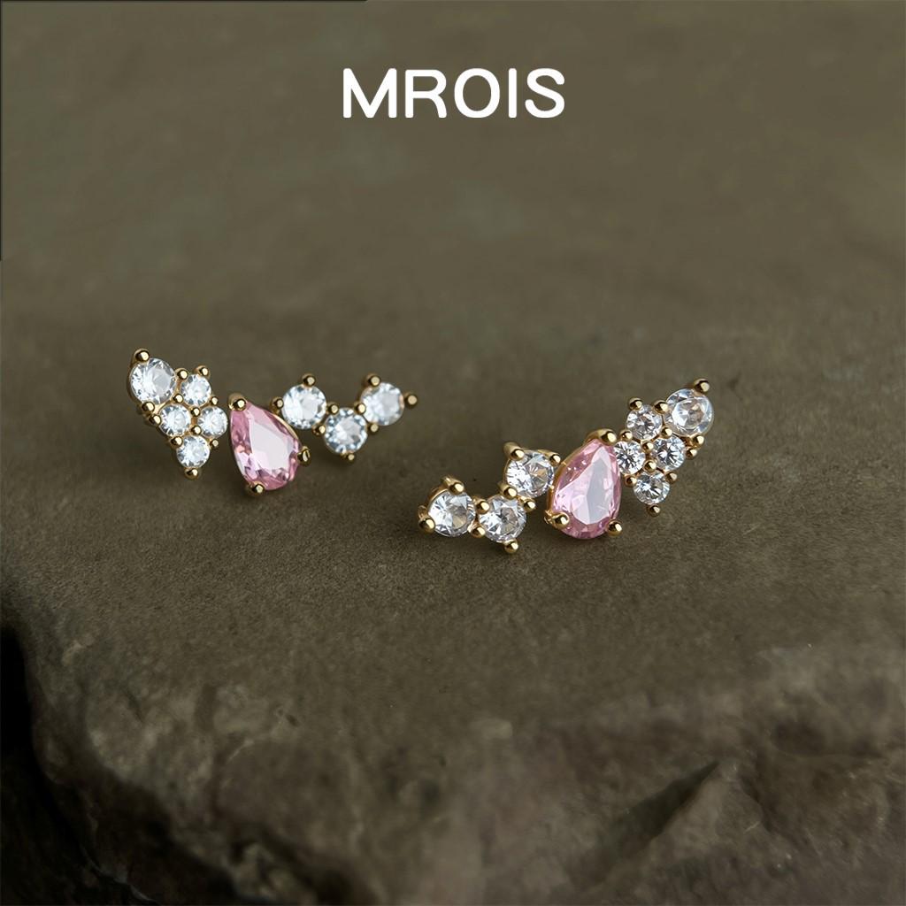 

Серьги-пусеты из 18-каратного золота в форме капли с розовым цирконом - Элегантные и роскошные женские украшения