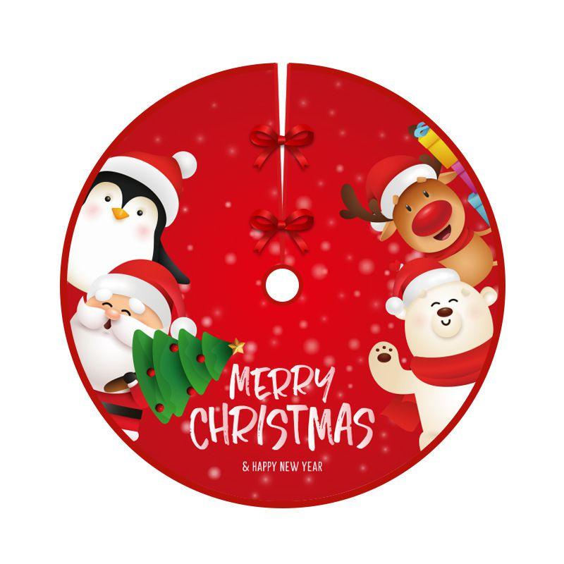 Saia de Árvore de Natal Xadrez Vermelho Festiva Com Design de Papai Noel e Alce Para Decoração Elegante de Feriado