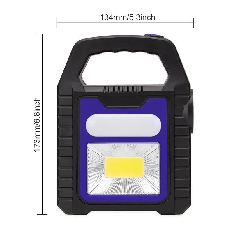 Portable Solar Lantern COB LED Work Lamp Waterproof  Emergency Spotlight USB Rechargeable Hand Lamp for Outdoor Hiking Camping