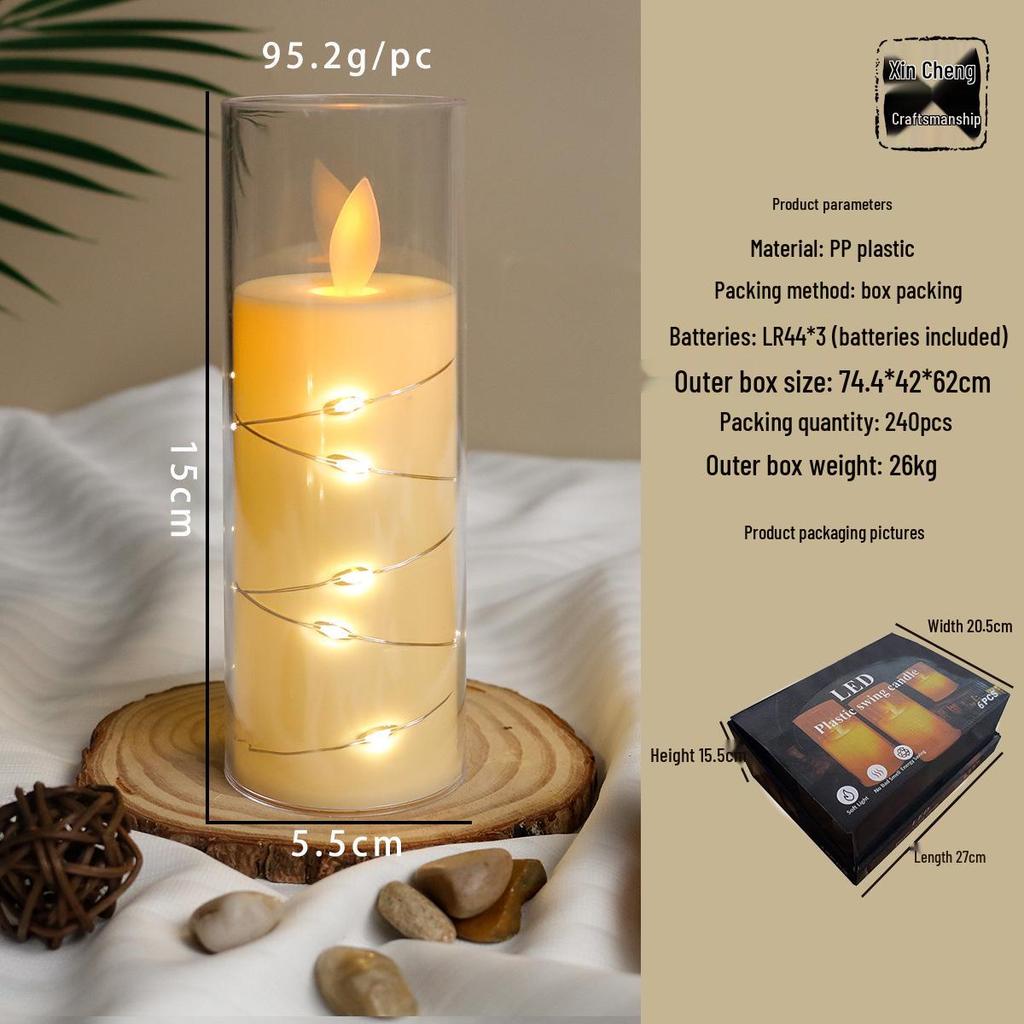 Simulated LED Candle String Lights with Acrylic Cups for Christmas, Birthdays, and Weddings