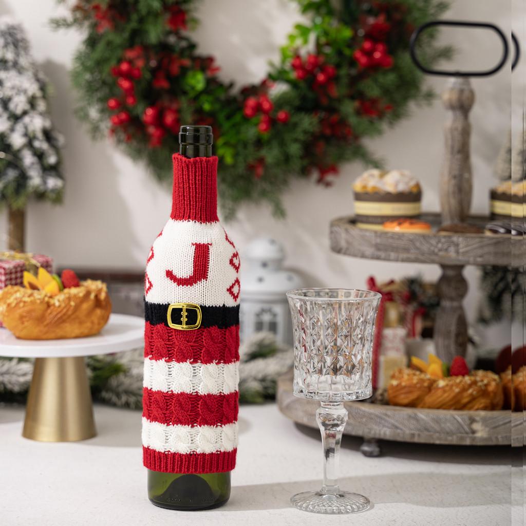Vibrant And Decorative Knitted Letter Wine Bottle Holder For Christmas Parties And Gifts