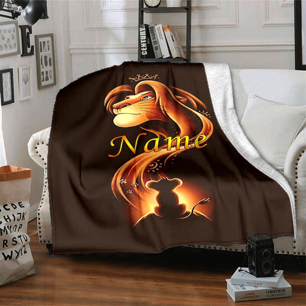 Custom Name Lion Adventure Party Blanket For Couch Bed Plush Cozy Fuzzy Blanket Super Soft Warm Blankets For Fall And Winter 0916270