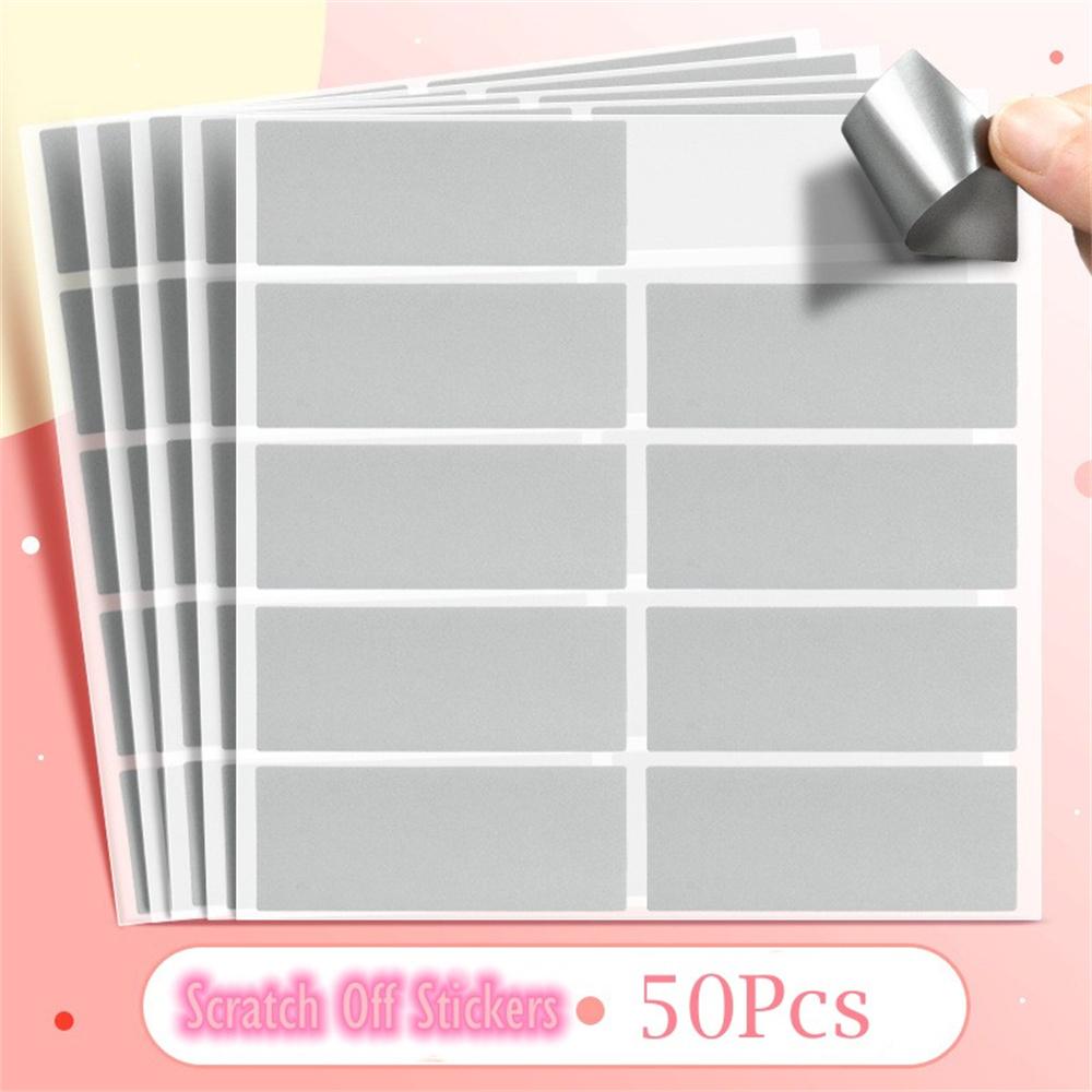 50pcs Reward Scratch Card Film Coated Stickers Scratch Off Labels Diy 'S Redemption Vouchers Scratched Stripe Card Film