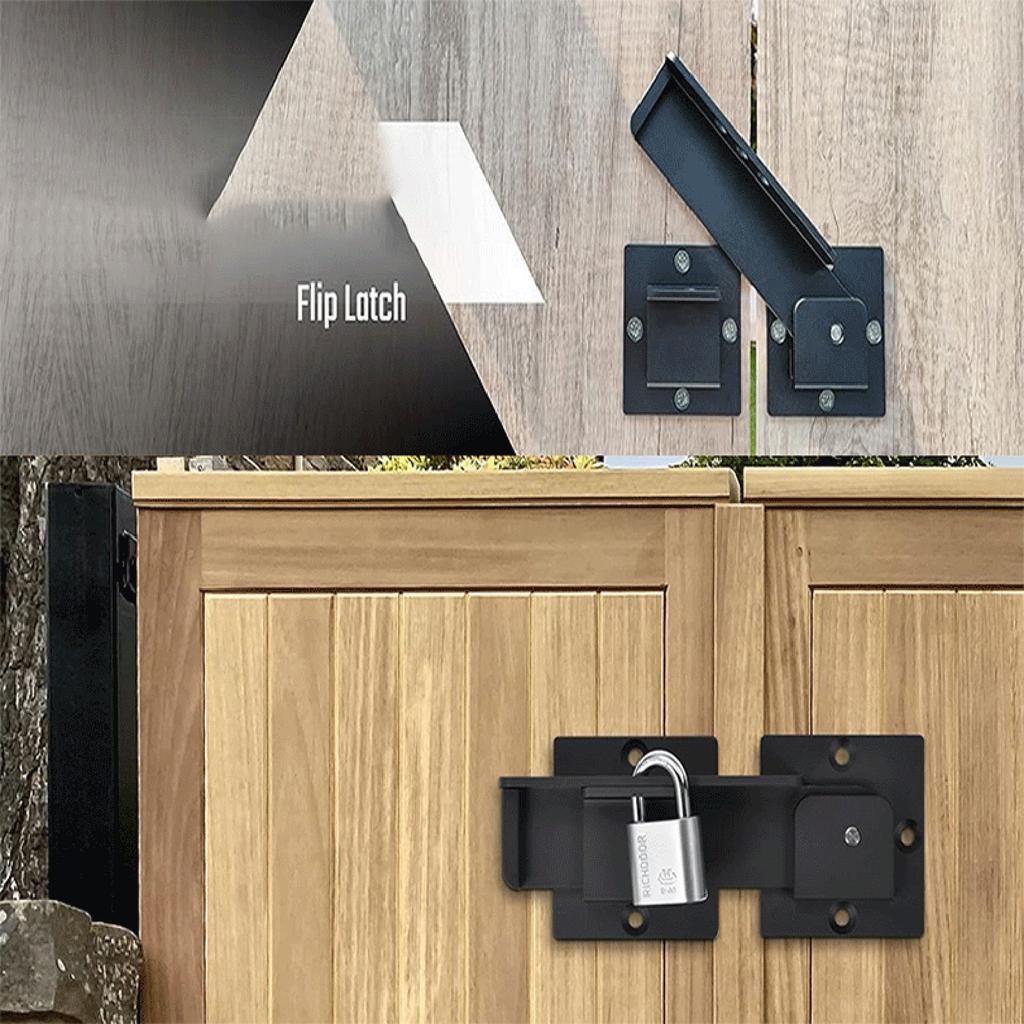 Versatile 7.87" Gate Latch with Locking Hole Adjustable Steel Lock Lockable Bolt Latches Set for Barn Doors & Yards