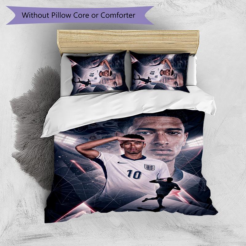 Set Lenzuola 3 Pezzi Stampato Jude Bellingham Traspirante Copripiumino con Federe Biancheria da Letto Decorativa per Camera da Letto Casa