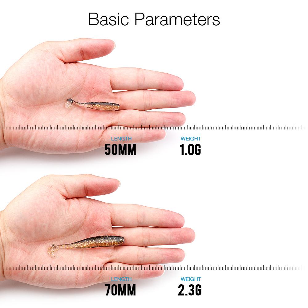 20pcs/lot 50mm 70mm Easy Shiner Shad Soft Lure Silicone Bait Artificial Fishing Lure Pike Wobblers Fishing Tackle Leurre