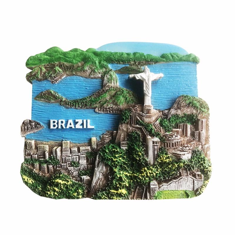 Brasilien-Kühlschrank-Kühlschrankmagnet-Aufkleber, 3D-handgefertigtes Kunstharz, Reisegeschenk, Souvenir, Sammlung, Dekoration