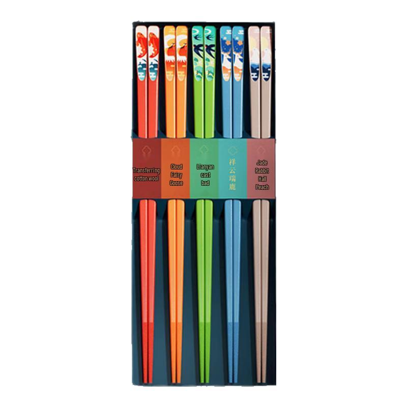 Suncha Alloy Anti-Mold Chopsticks 5-Pair Gift Set