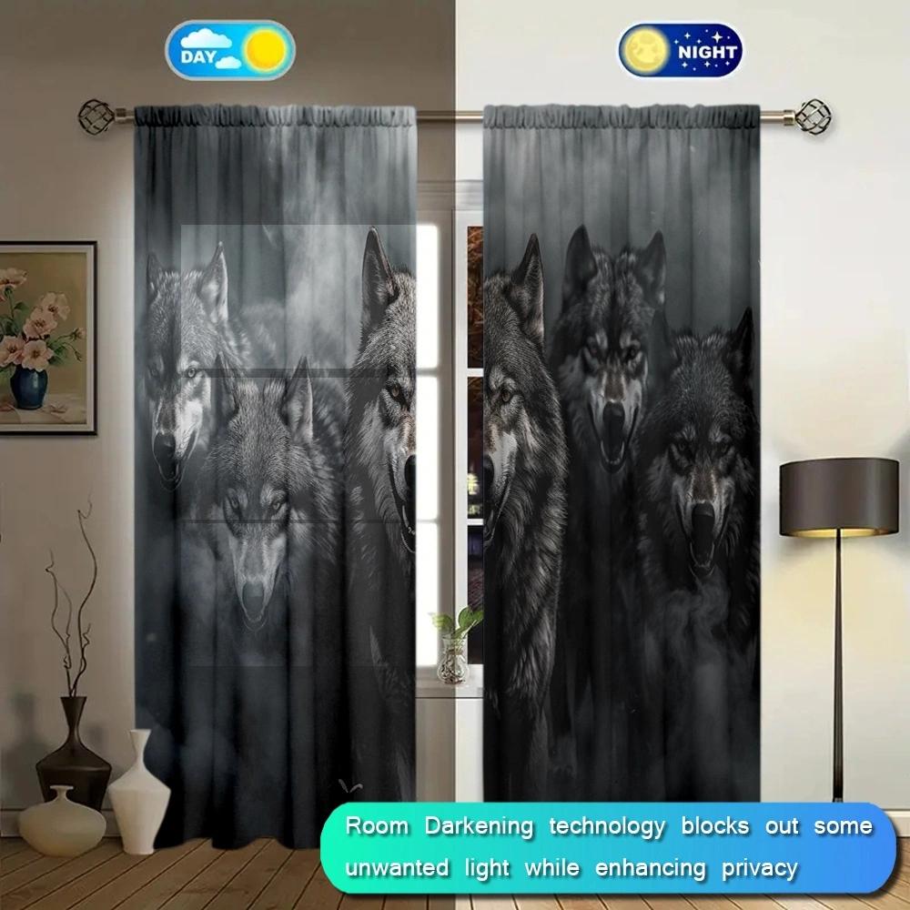 Wolf Pack Printed Curtain for Home Decor - Rod Pocket Window Treatment for Bedroom   Kitchen   Living Room