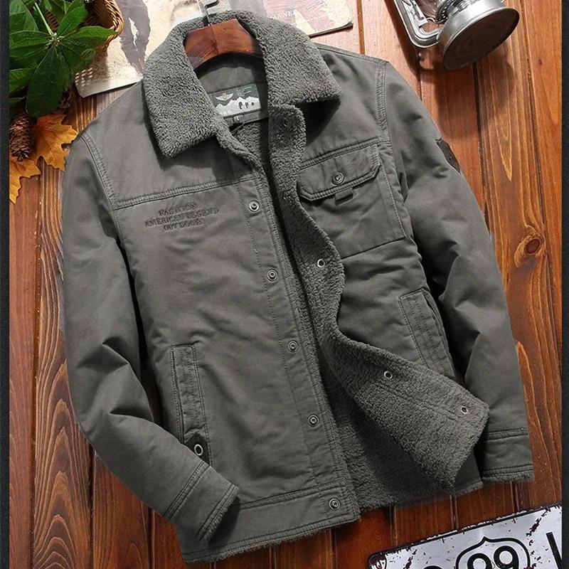 Oberbekleidung Kleidung Fleece Bomberjacke Herren Windbreaker Dick Warm Herren Parkas Herren Winterjacken Pelzkragen Mäntel
