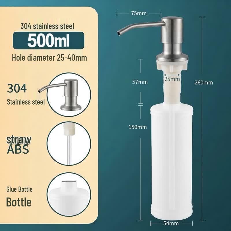 OIMG 500ml Dish Soap Dispenser with Brushed Stainless Steel Pump
