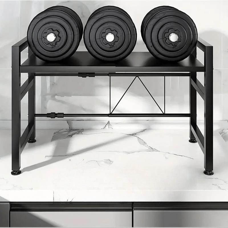 1pc Heavy-Duty Expandable Microwave Stand,Kitchen Storage Shelf,Adjustable 2-Tier Carbon Countertop Organizer