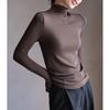 Autumn Winter Half High Collar Solid Color Bottomed Tee Women Long Sleeve All-match Bottomed Pullover Top Tee