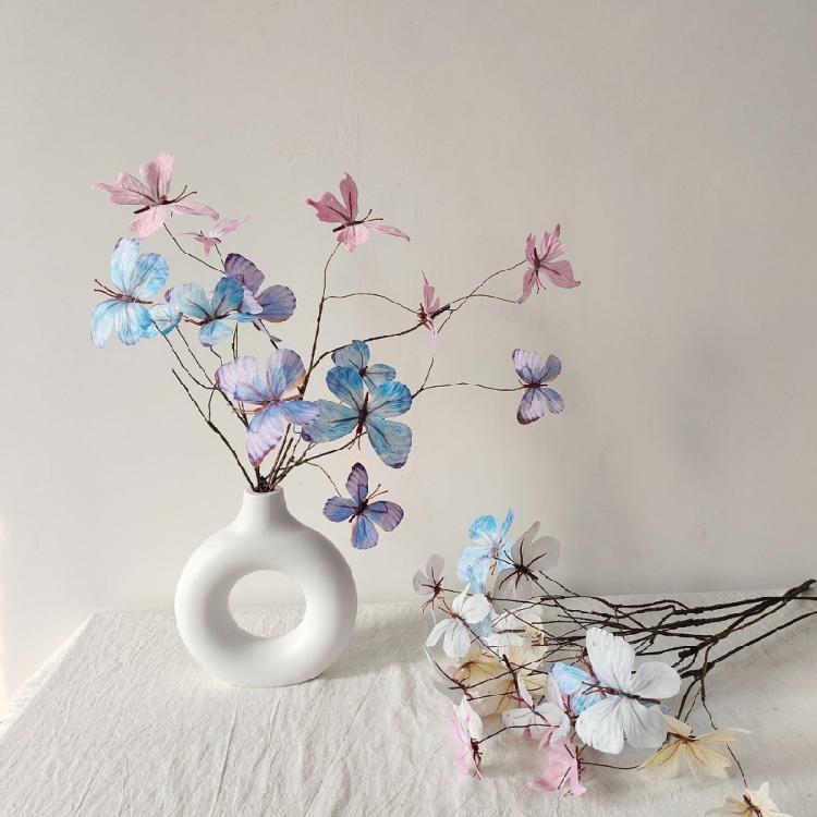 2pcs Faux Dried Branch Decoration Silk Butterfly Blooms Indoor Party Supplies Flower Displays Set Safe to Child