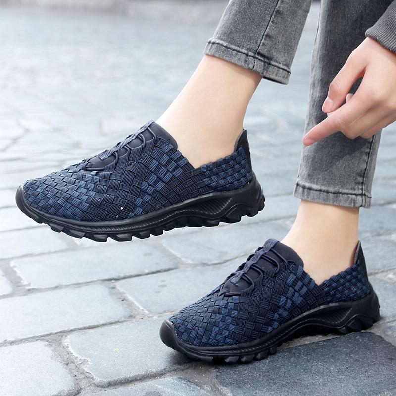 Summer Black Handmade Braid Beach Shoes Women Slip on Plus Size Casual Espadrilles Breathable Sneakers