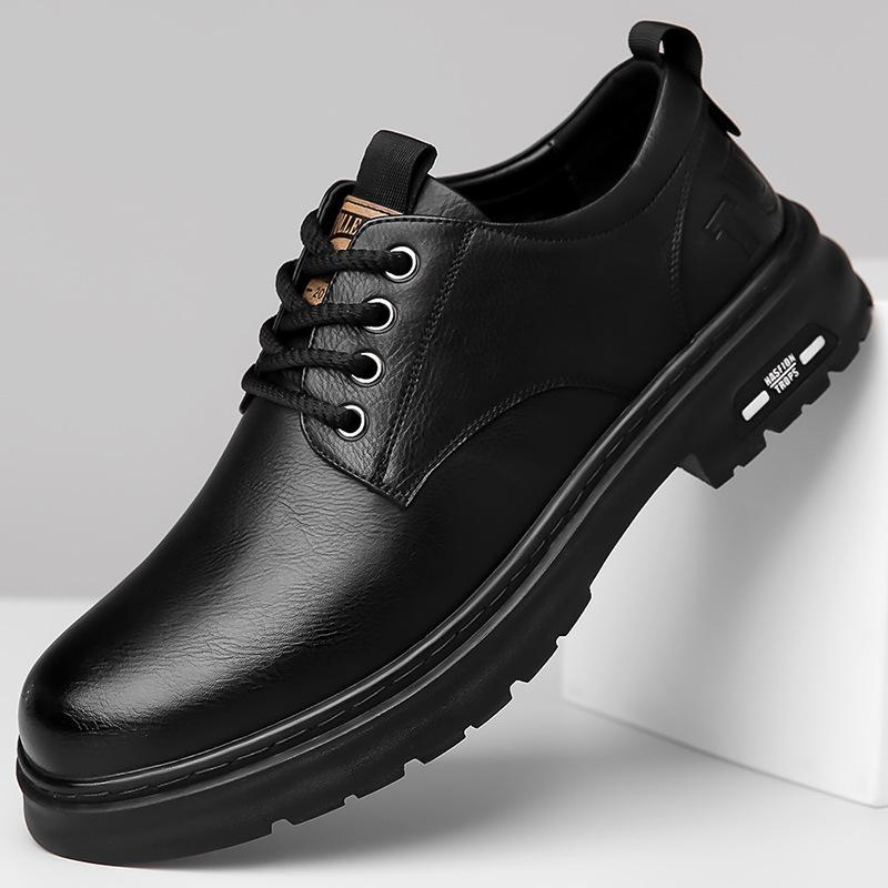 New Casual Fashion Men's Shoes Simple Fashion Business Men's New Leather Shoes Bundle One Pedal Black Leather Shoes Men