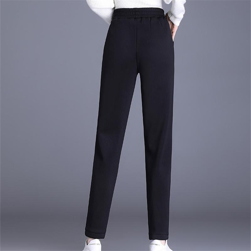 2022 Autumn Winter Female Korean Fashion Leisure Woman Pant Straight Elastic High WaistWarm Pants Women Elegant Loose Streetwear