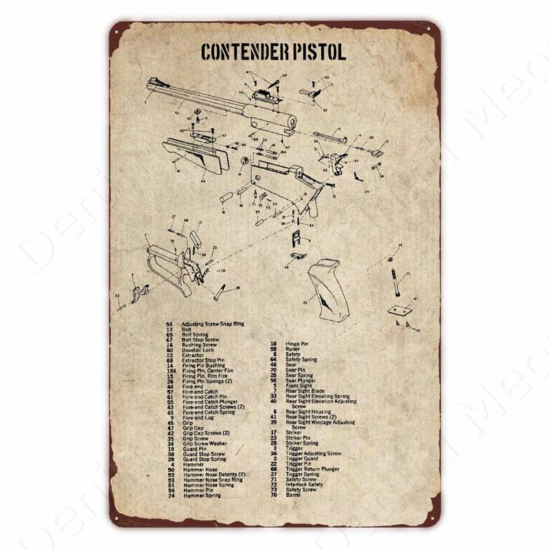 

Пистолет, винтажная металлическая жестяная вывеска, структура пистолета, ретро-налет, детали пистолета, настенные художественные принты для дома, гаража, клуба, человека, декор в пещере, подарок