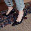 Pointed Toe on Heeled Shoes for Women Chunky Heels High Office Block Heel Woman Pumps Chic Point Luxury Brand Quick Delivery 39