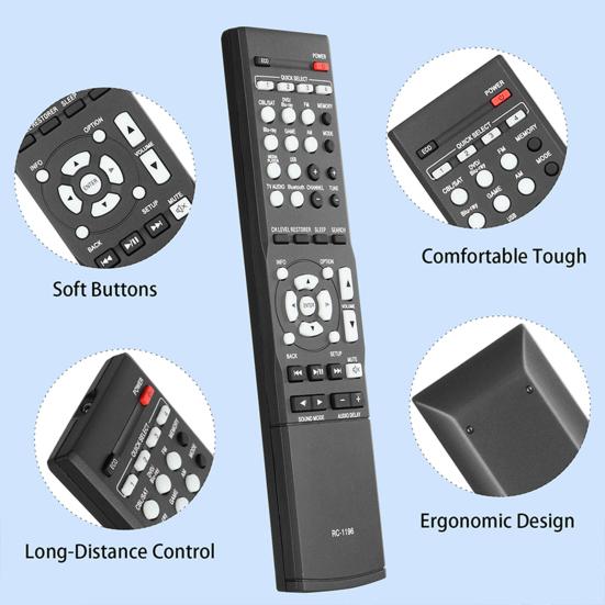 RC-1196 Remote Control Replacement for Denon AV Receiver Easy Setup Ergonomic Smart Chipset Home