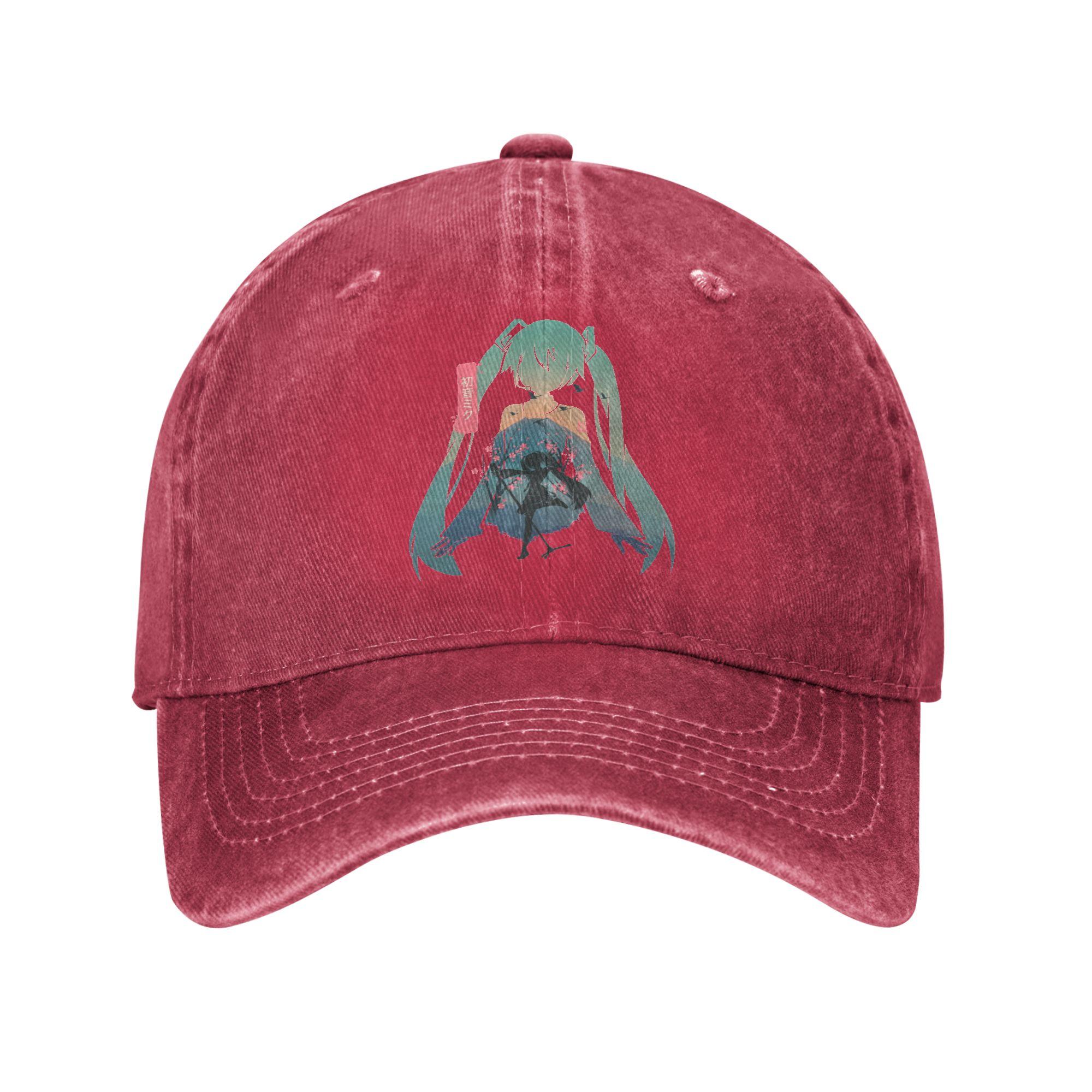 

Hatsunes Mikus Singer Anime Baseball Caps Vintage Distressed Denim Sun Cap Unisex Women Outdoor Adjustable Hats Cap One Size