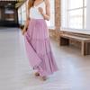 Spring and Summer Rubber Band High Waist Human Cotton Solid Color Su Pleated Splicing Simple Versatile Women's Skirt