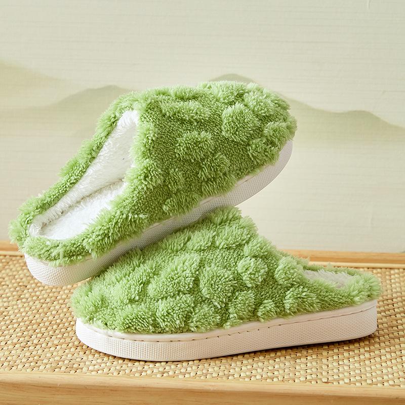 Women's Plush Cotton Slippers with Sweet Bow, Thick-Soled for Indoor Autumn/Winter 2026