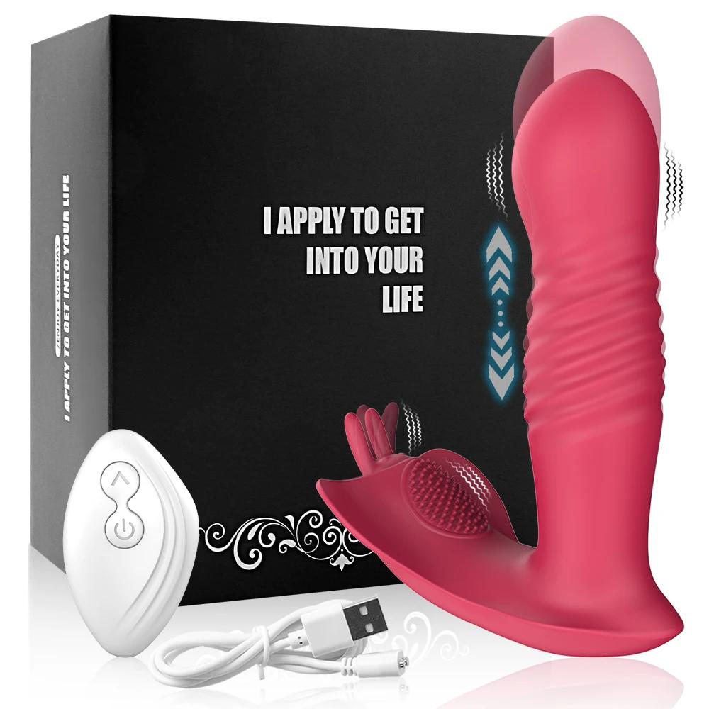 Vibrator Female Masturbator Telescopic Vibrating Panty Dildo Butterfly Vibrator Vagin Stimulater Wearable Vibrator Sex Toy