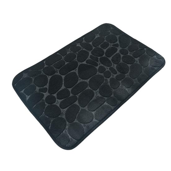 Coral Velvet Floor Mat, with Pebble Pattern Bathroom Carpet, Absorbent Non-Slip Door Mat for Bathroom Entryway Kitchen
