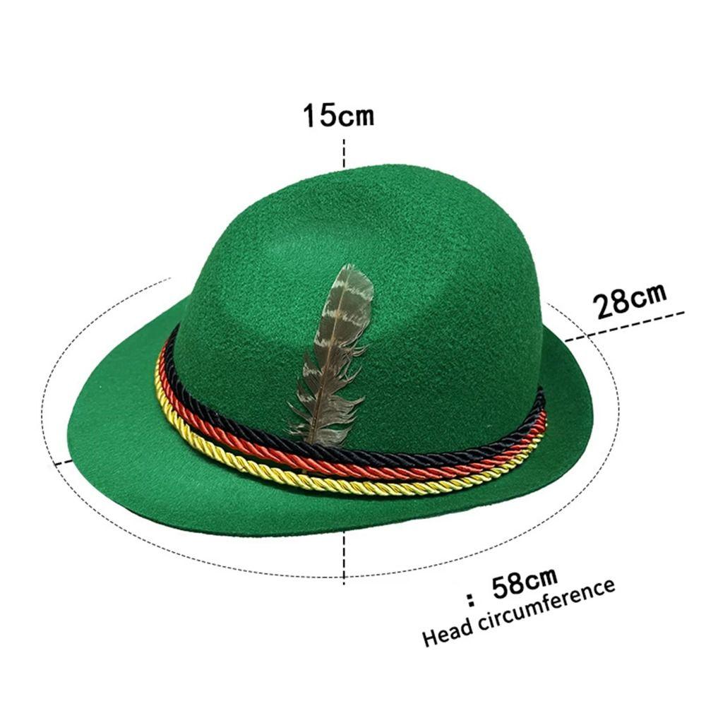 Outdoor Events Dress Up Oktoberfest Hat Fedora Hat Bavarian Feather Decors Hat Panama Jazz Costume Cosplay Cap Photo Props