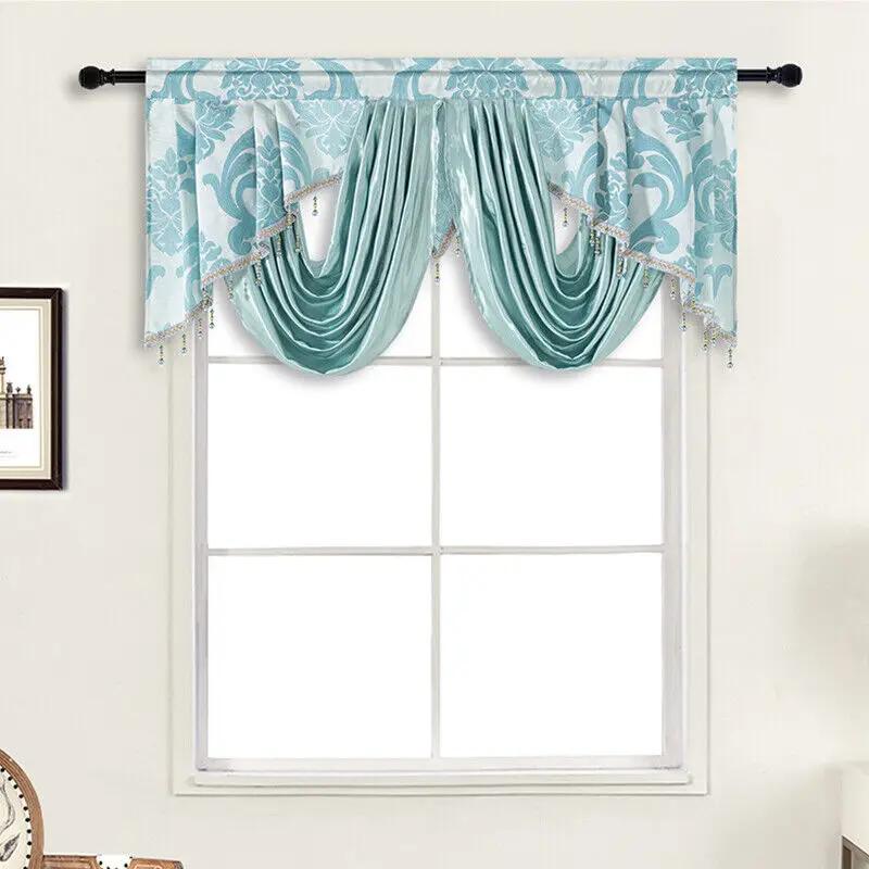 51,9x29,5 Zoll Europäischer Stil Quaste Floral Fenster-Abschlussleiste Luxus Kurzer Vorhang Kopf Vorhang für Wohnzimmerfenster