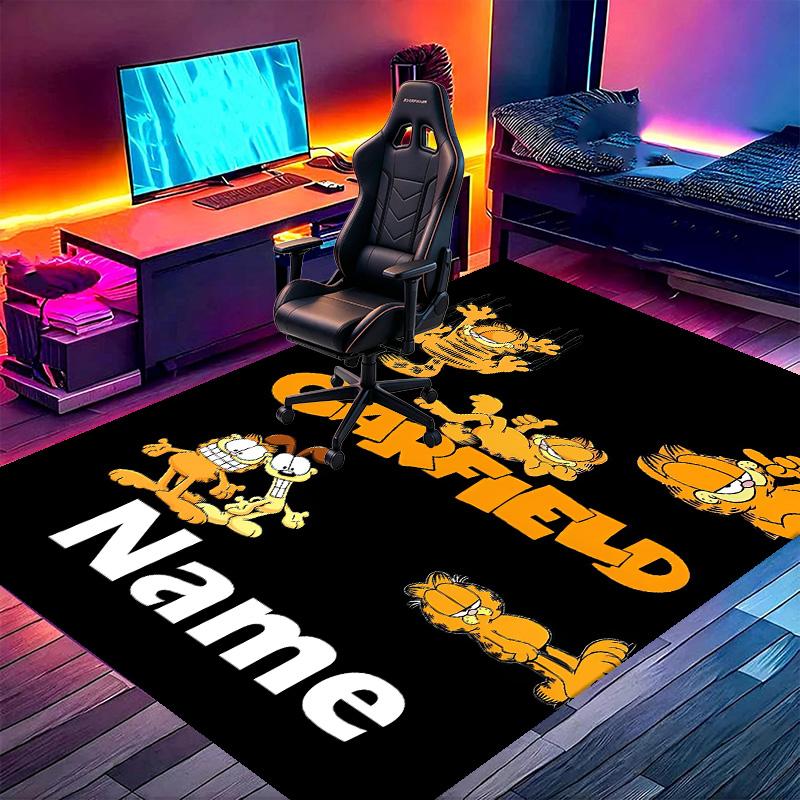 Custom Name Personalized Garfield Print Carpet, Versatile Home Decor Rug, for Playroom, Apartment, Balcony, Entryway, Hallway Gift