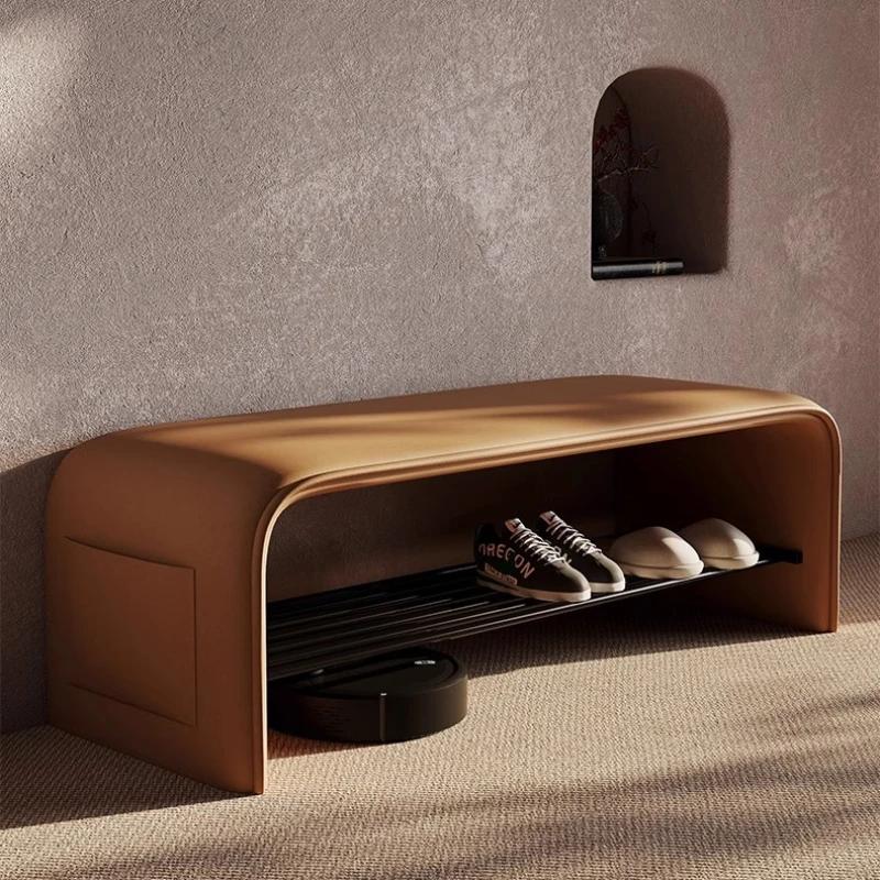 Shoe Changing Stool with Storage Multipurpose Entryway Bench for Bedroom Simple Bedside Seat Compact Shoe Rack for Home