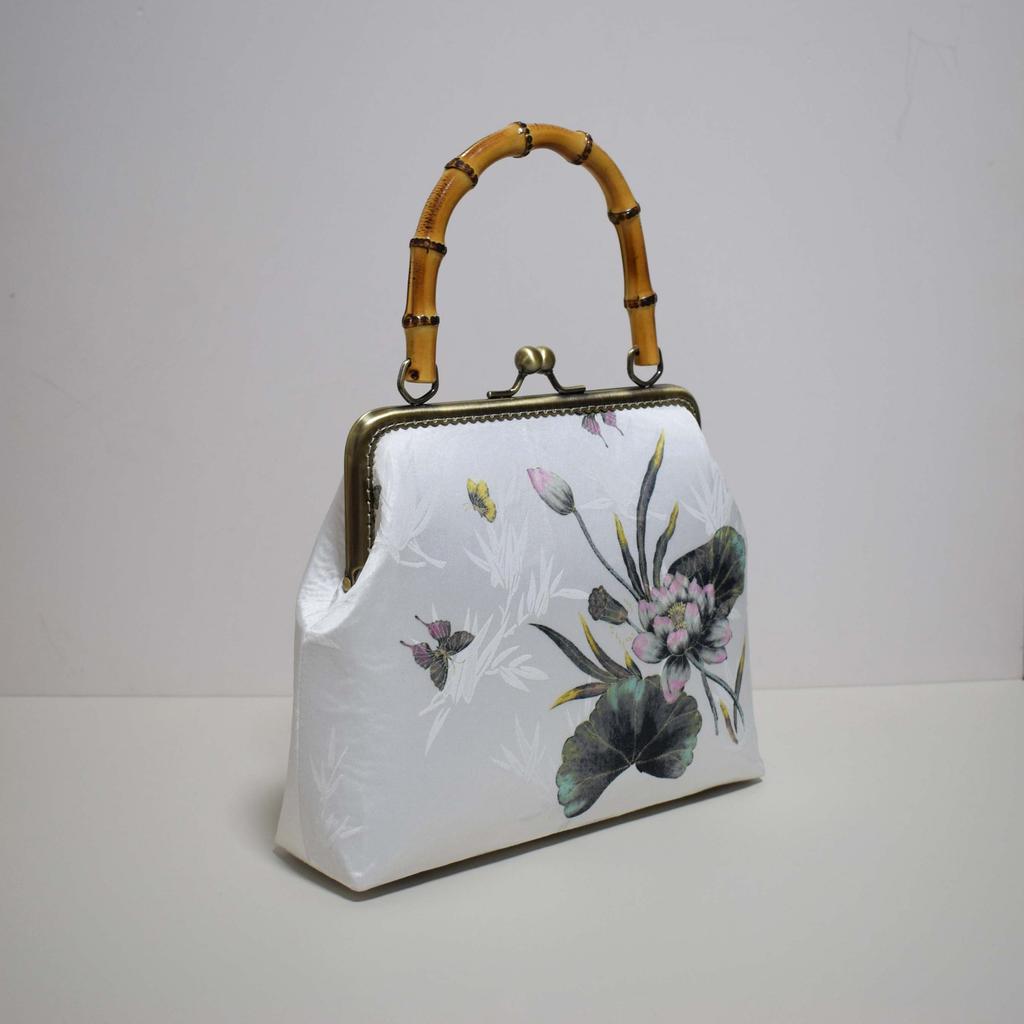 Handmade gold bag bamboo handle brocade cheongsam mouth gold bag handbag