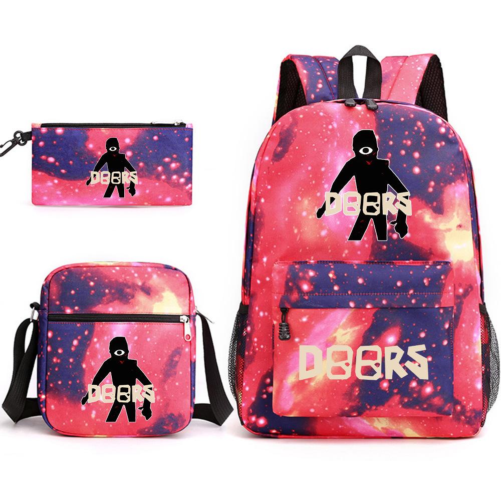 X Three-piece Schoolbag Printed Breathable Practical Backpack Large Capacity Oxford Bag