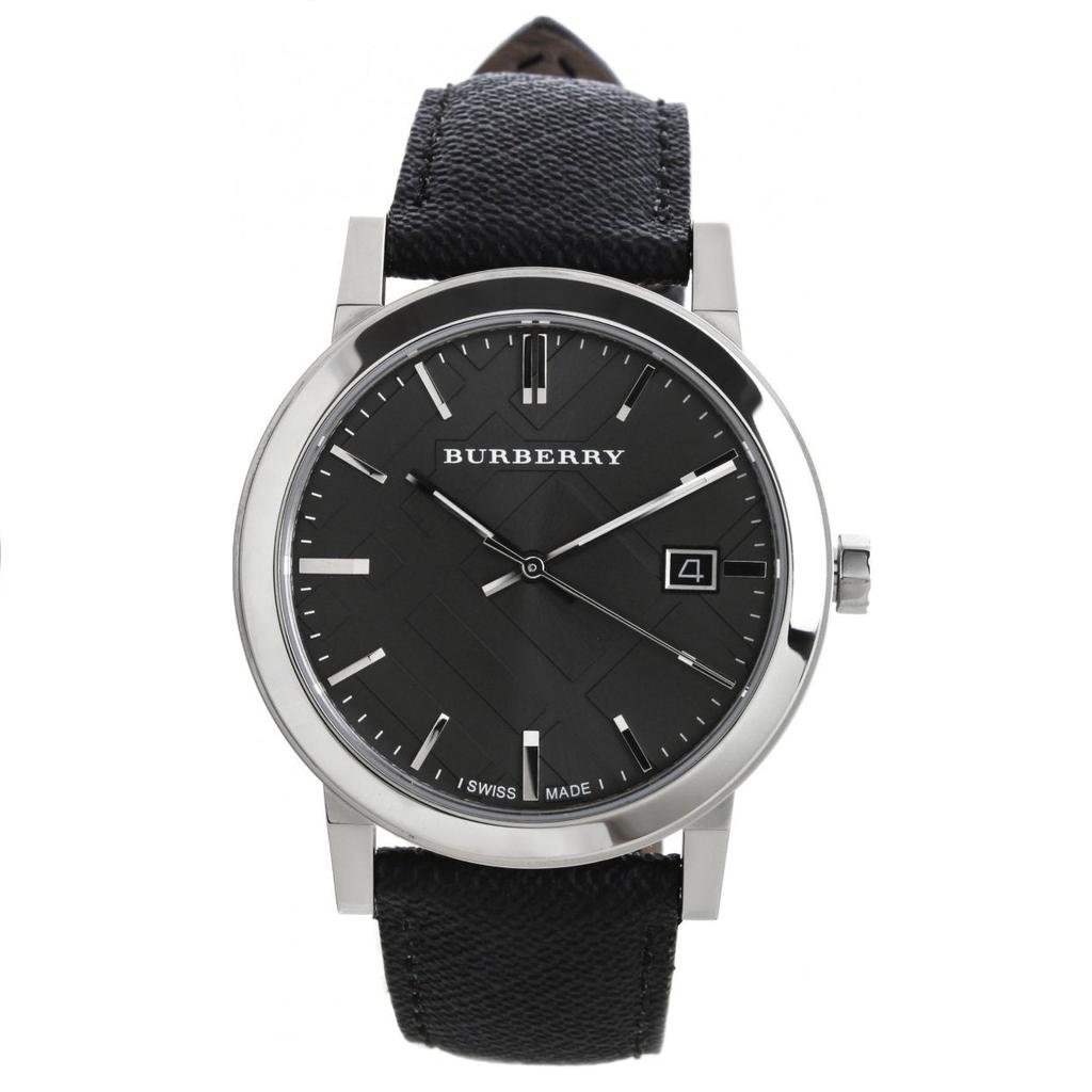 Burberry The City Grey Dial Black Leather Strap Watch for Men BU9030