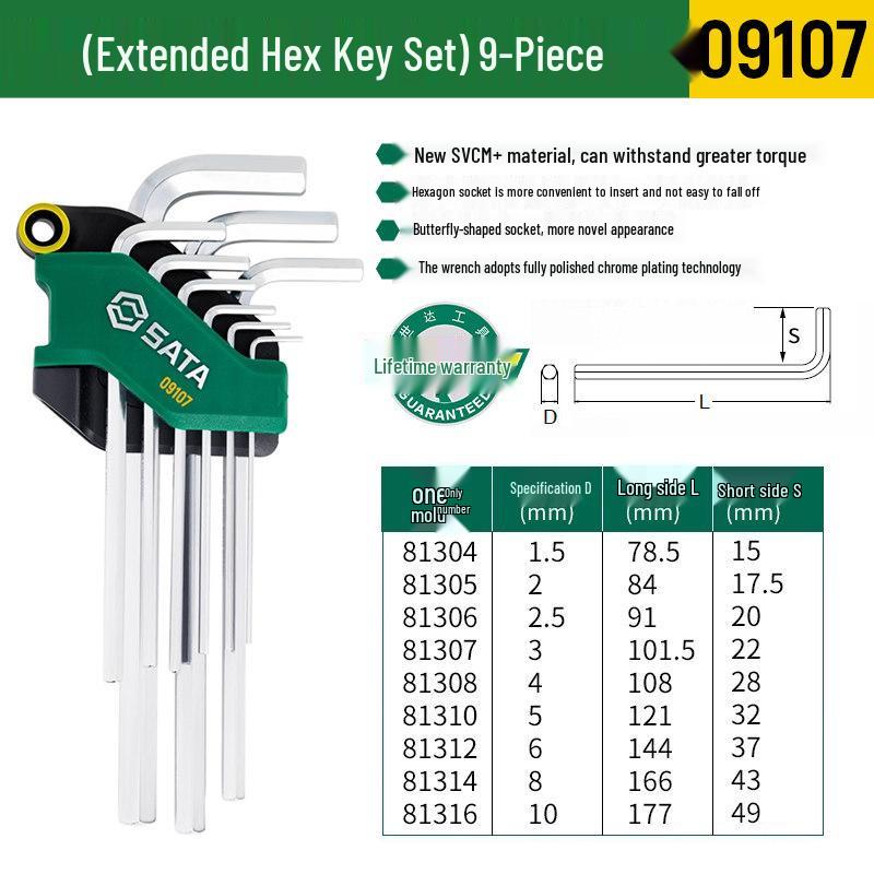 SATA Hex Key Set: Manual Six-Sided Screwdriver Tools