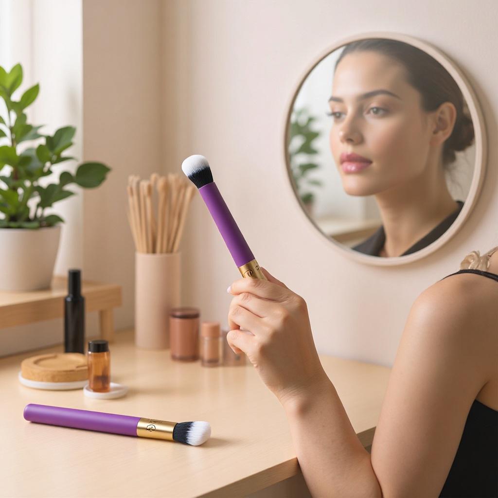 Customized Vibrating Makeup Brush Insert - Female Electric Massager & Orgasm Enhancer