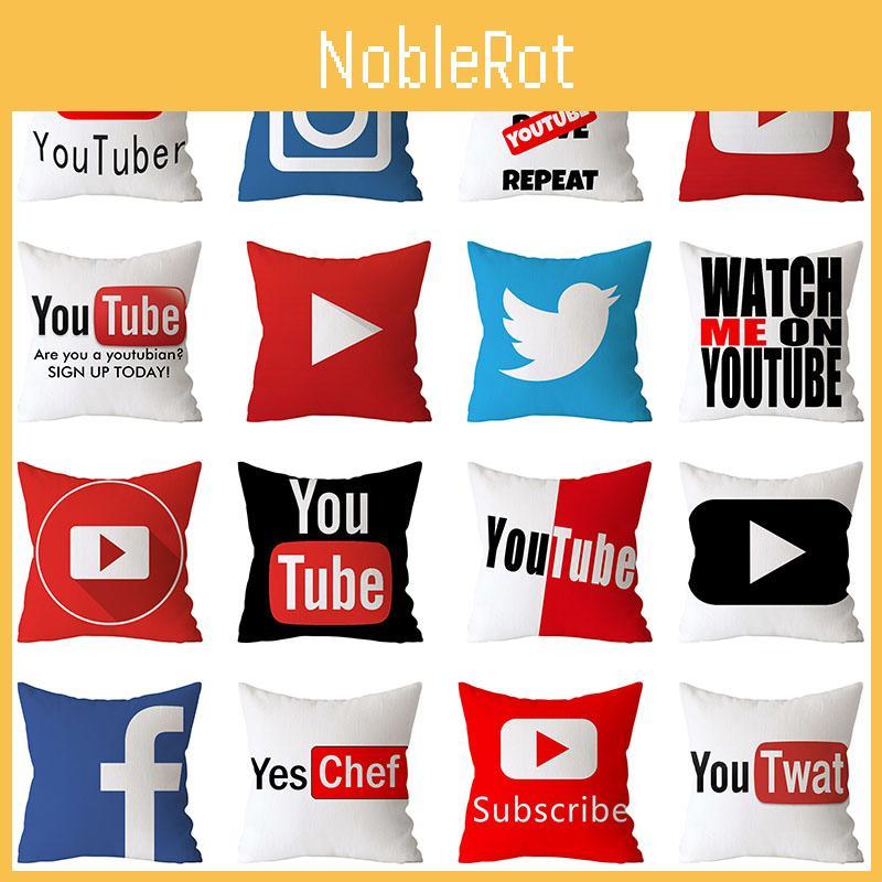 Бавовняна лляна наволочка з унікальним дизайном Youtube Play Movie Video Music Subscribe для декору дому та офісу